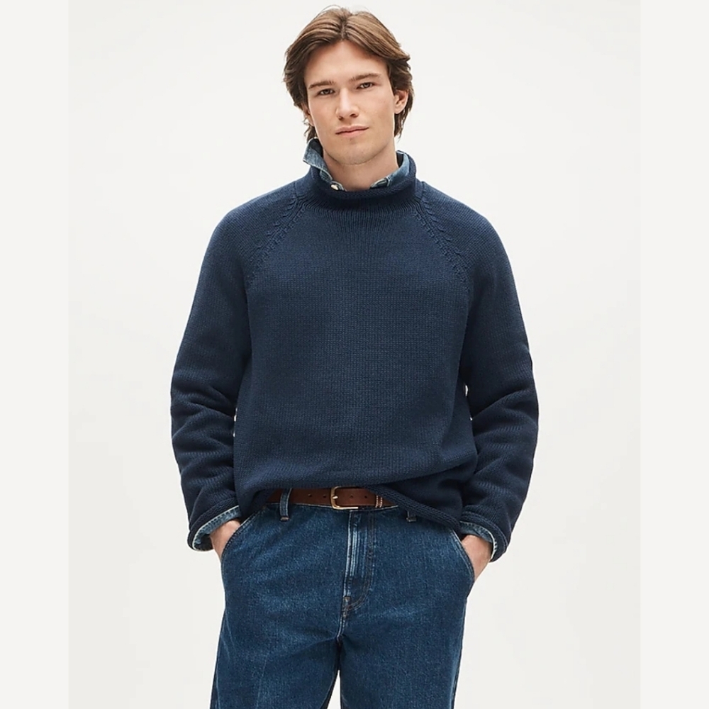 New! J. Crew 1988 Rollneck Sweater in Cotton Navy Unisex - Picture 2 of 11